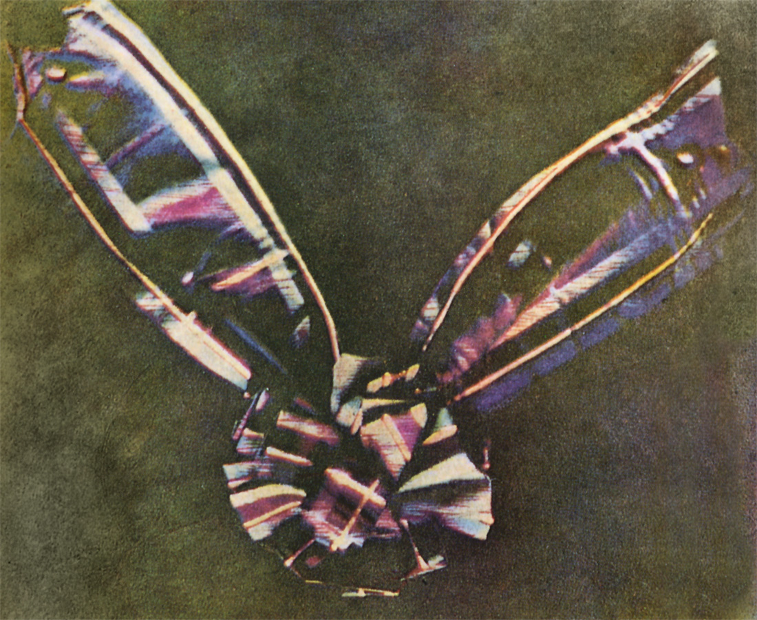أول صورة ملونة أخذت بواسطة "توماس ساتون" لشريط ملون عام 1861 - المصدر "ويكيميديا".