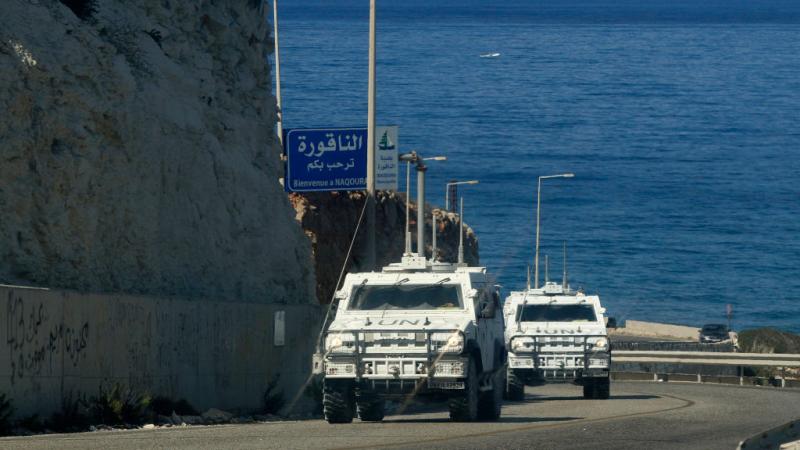دوريات لقوات حفظ السلام في  منطقة الناقورة اللبنانية 