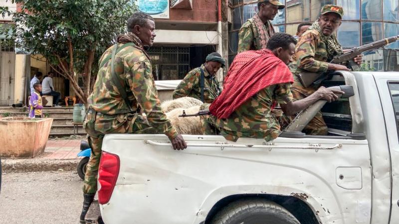 جنود إثيوبيون في نقطة مراقبة على الحدود الإريترية