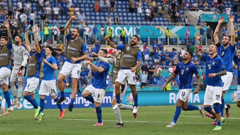 فرحة المنتحب الإيطالي بالتأهل لدور الـ 16 من بطولة كأس أمم أوروبا 2020