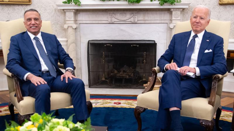 عقدت القمة المنتظرة بين الرئيس الأميركي جو بايدن ورئيس الوزراء العراقي مصطفى الكاظمي (غيتي)