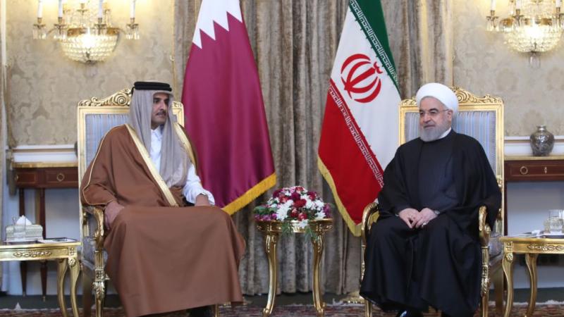 الرئيس الإيراني حسن روحاني وأمير قطر الشيخ تميم بن حمد آل ثاني