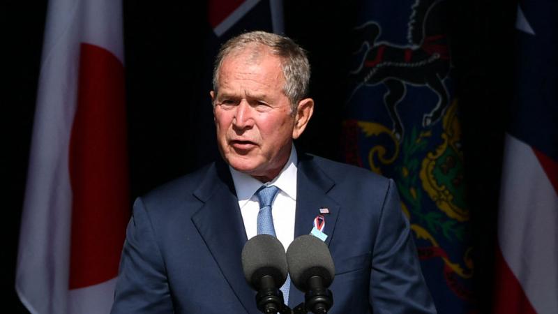 جورج بوش خلال حفل إحياء ذكرى 11 سبتمبر بولاية بنسلفانيا