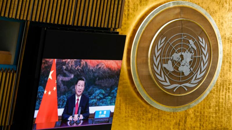 جاء كلام الرئيس الصيني في خطاب عبر الفيديو سُجّل مسبقًا وبثّ خلال اجتماعات الجمعية العامّة للأمم المتحدة (غيتي)