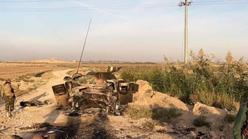 من استهدف آلية عسكرية لقوات البشمركة جنوب إقليم كردستان بشمال العراق (تويتر)
