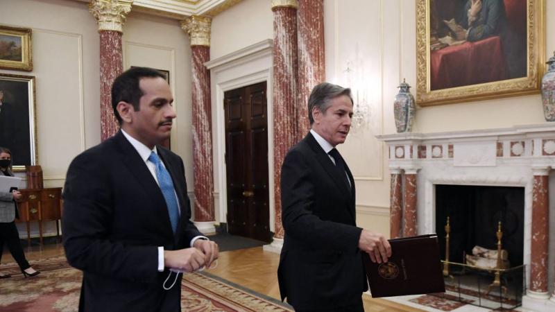 وزيرا الخارجية الأميركي والقطري على هامش الحوار الإستراتيجي الرابع بين البلدين في واشنطن