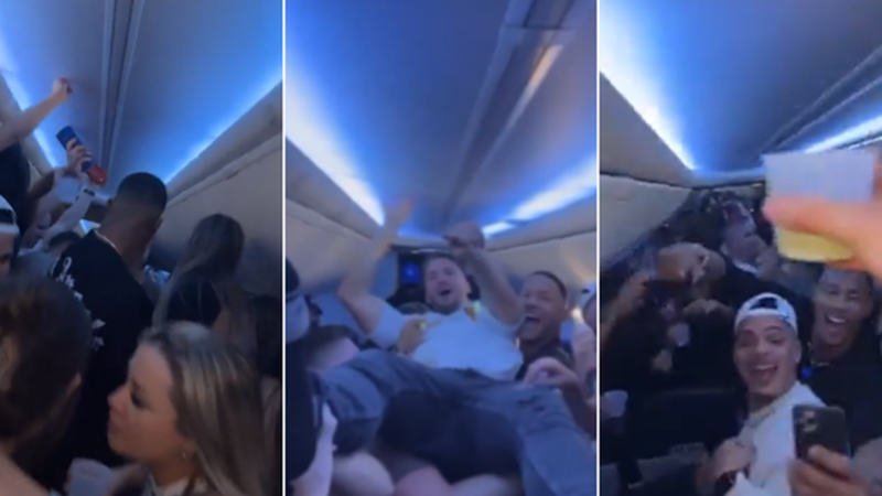 حفلة صاخبة على متن طائرة كندية تضم مصابين بكورونا (تويتر)