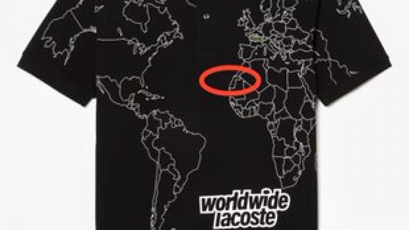 اعترض الناشطون على بتر خريطة المغرب التي ظهرت على قميص شركة "لاكوست" - تويتر