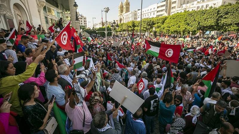الآلاف في تونس يتظاهرون دعما لغزة في مواجهة غارات إسرائيل - الأناضول