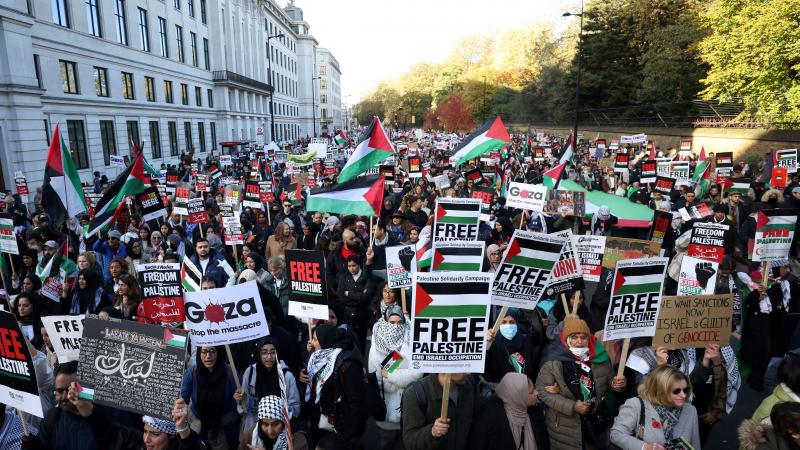 أزمة سياسية في بريطانيا بسبب عدم حظر مظاهرة لدعم فلسطين بلندن - رويترز