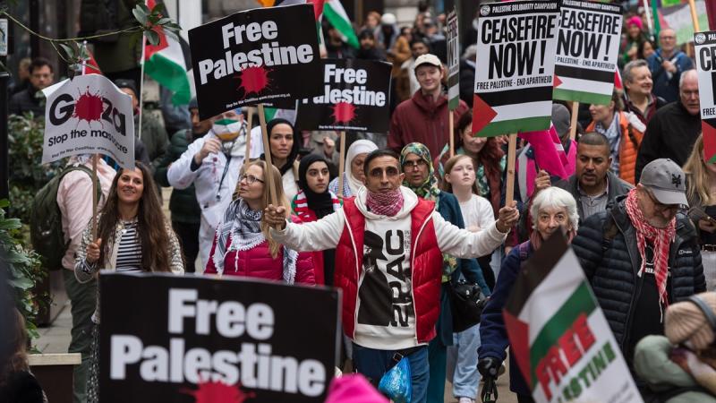 مظاهرة في لندن للمطالبة بوقف العدوان على غزة