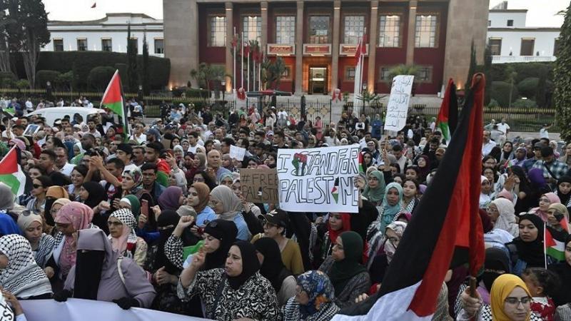  نظمت عشرات النساء المغربيات والتونسيات مسيرات تضامنية مع قطاع غزة