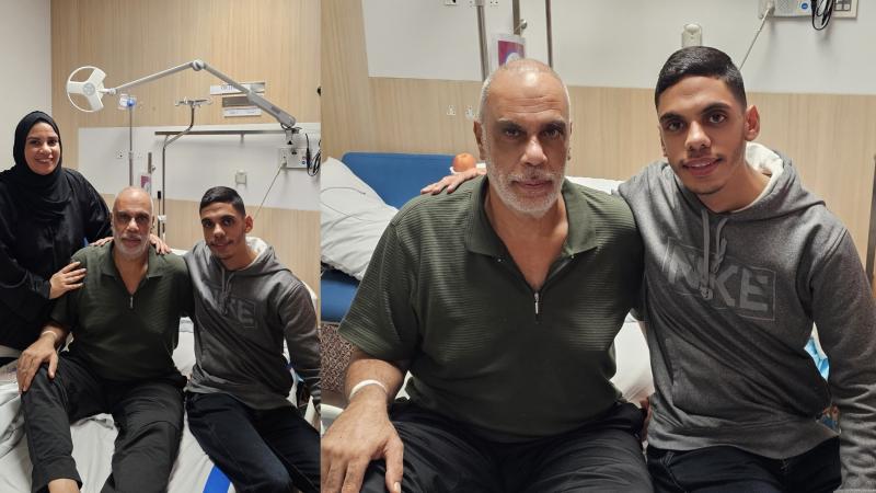 شاب غزّي يفاجئ والده الذي يخضع للعلاج في أحد مستشفيات دولة قطر - "إكس"