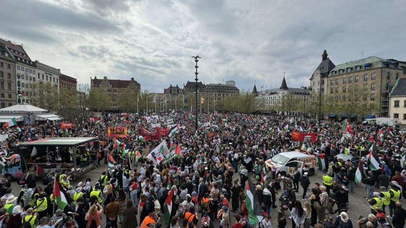 المتظاهرون في السويد طالبوا بإقصاء إسرائيل من مسابقة يوروفيجن